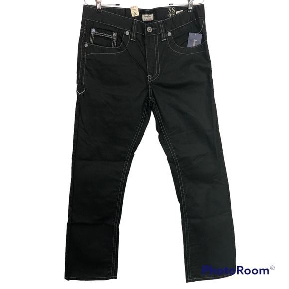 Antique Rivet Straight Leg Black Coated Denim Jeans No.10 Zip Men’s 32x30 NWT - Picture 8 of 12